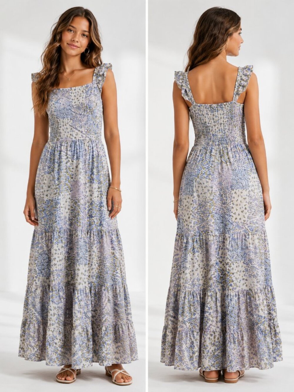 Romantic Floral Maxi Dress Soft Feminine Garden Party Dress Teen | art class XL